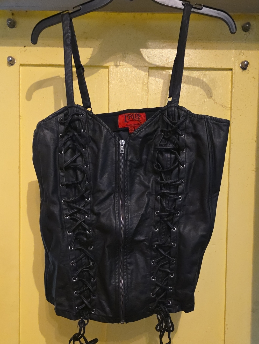 Tripp nyc Black Faux Leather Jacket with Red Label